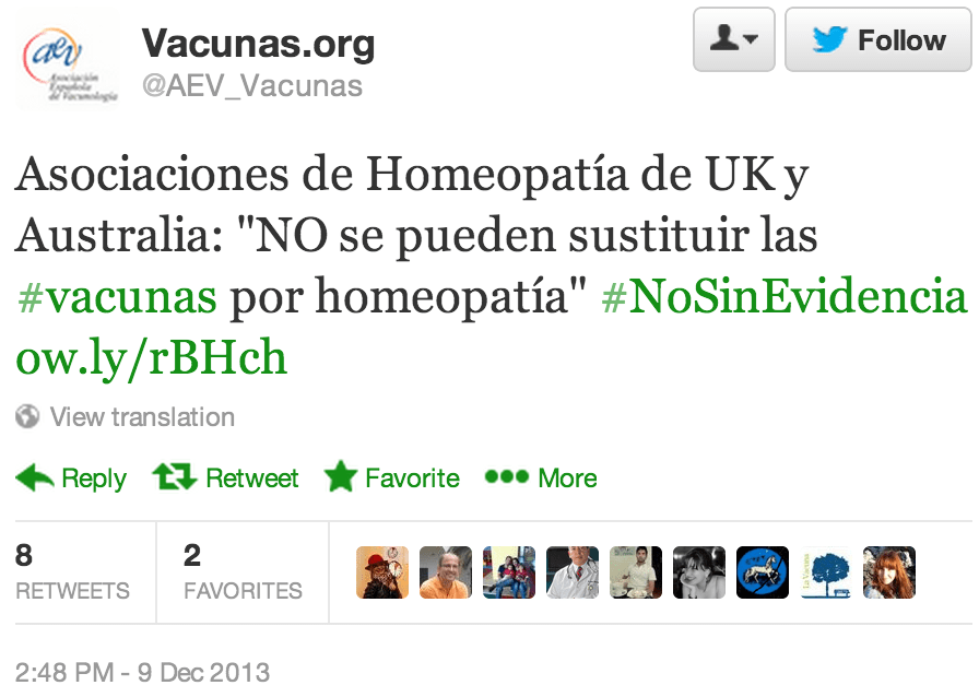 Figure 3. HCPs retweeted posts by the Spanish Vaccinology Association.