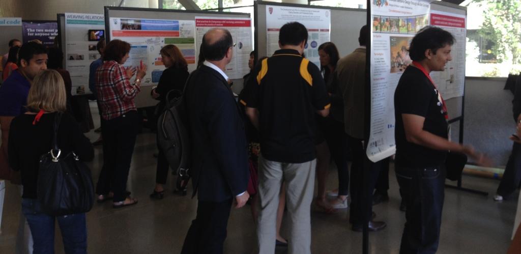 Crowds gathered around the posters at Stanford MedX