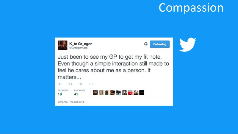 Kate Granger tweets about the value of compassion in HCP-patient interaction